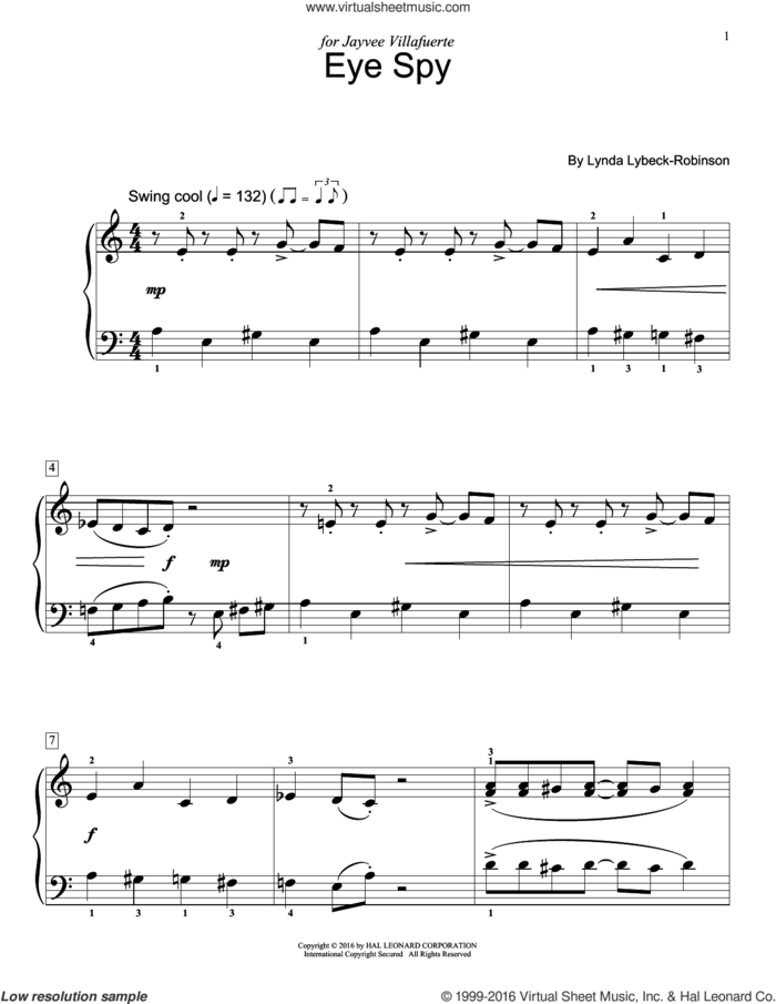 Eye Spy sheet music for piano solo (elementary) by Lynda Lybeck-Robinson, beginner piano (elementary)