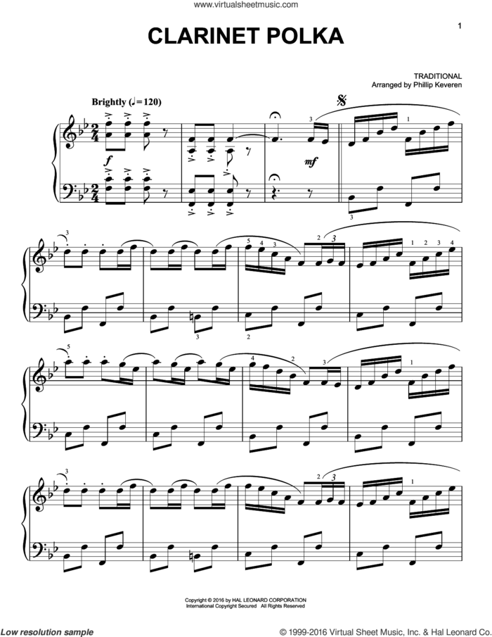 Clarinet Polka [Classical version] (arr. Phillip Keveren) sheet music for piano solo by Phillip Keveren and Miscellaneous, easy skill level