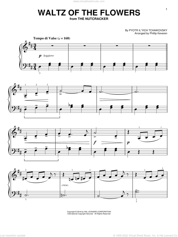 Waltz Of The Flowers (arr. Phillip Keveren) sheet music for piano solo by Phillip Keveren and Pyotr Ilyich Tchaikovsky, classical score, easy skill level