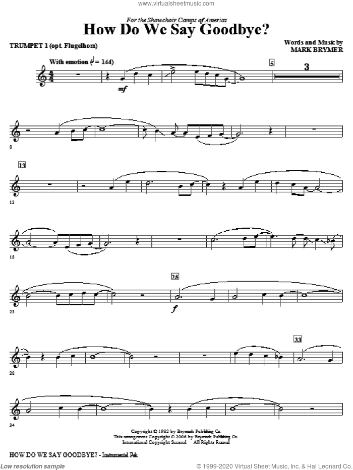 How Do We Say Goodbye? (complete set of parts) sheet music for orchestra/band by Mark Brymer, intermediate skill level
