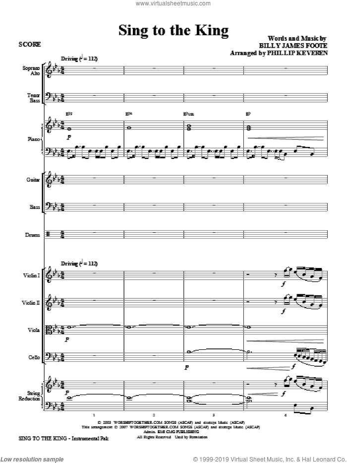 Sing To The King (arr. Phillip Keveren) (COMPLETE) sheet music for orchestra/band (Rhythm/Strings) by Billy Foote and Phillip Keveren, intermediate skill level