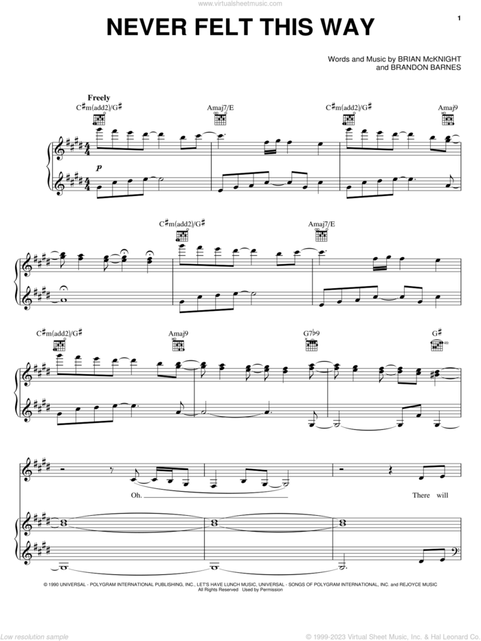 Keys Never Felt This Way Sheet Music For Voice Piano Or Guitar