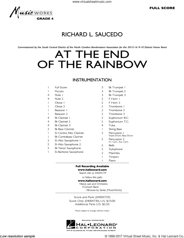 At the End of the Rainbow (COMPLETE) sheet music for concert band by Richard L. Saucedo, intermediate skill level