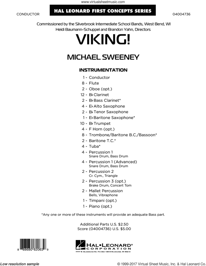 Viking! (COMPLETE) sheet music for concert band by Michael Sweeney, intermediate skill level