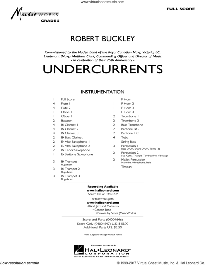 Undercurrents (COMPLETE) sheet music for concert band by Robert Buckley, intermediate skill level