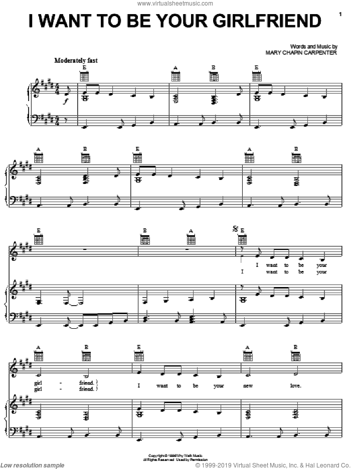 I Want To Be Your Girlfriend sheet music for voice, piano or guitar by Mary Chapin Carpenter, intermediate skill level