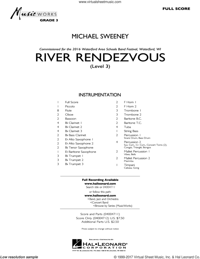 River Rendezvous (COMPLETE) sheet music for concert band by Michael Sweeney, intermediate skill level
