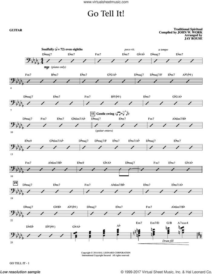 Go Tell It! (complete set of parts) sheet music for orchestra/band by John W. Work, Jr., Jay Rouse and Miscellaneous, intermediate skill level