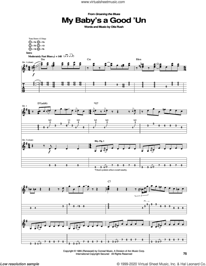My Baby's A Good 'Un sheet music for guitar (tablature) by Otis Rush, intermediate skill level