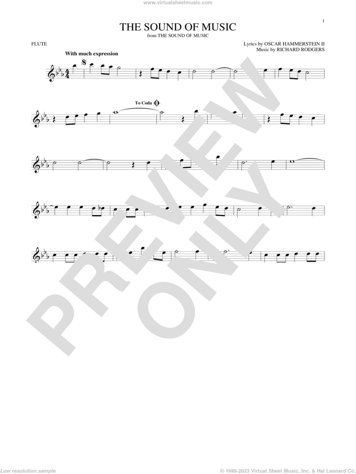 The Sound Of Music sheet music for flute solo by Richard Rodgers, Oscar II Hammerstein and Rodgers & Hammerstein, intermediate skill level
