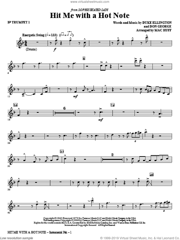 Hit Me With A Hot Note (complete set of parts) sheet music for orchestra/band by Duke Ellington, Don George and Mac Huff, intermediate skill level