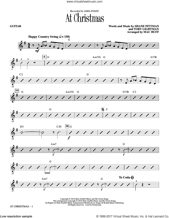 At Christmas (arr. Mac Huff) (complete set of parts) sheet music for orchestra/band by Mac Huff, Sara Evans, Shane Pittman and Toby Lightman, intermediate skill level