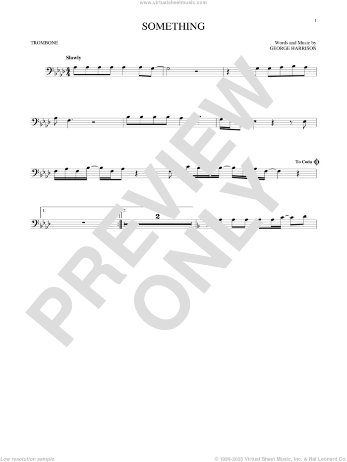 Something sheet music for trombone solo by The Beatles and George Harrison, intermediate skill level