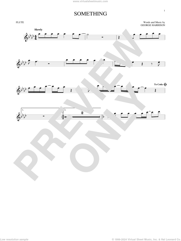 Something sheet music for flute solo by The Beatles and George Harrison, intermediate skill level