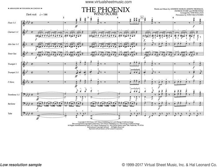 The Phoenix (COMPLETE) sheet music for marching band by Tom Wallace, Andrew Hurley, Fall Out Boy, Joseph Trohman, Patrick Stump and Peter Wentz, intermediate skill level