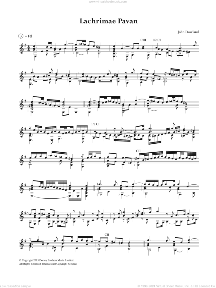 Lachrimae Pavan sheet music for guitar solo (chords) by John Dowland, easy guitar (chords)