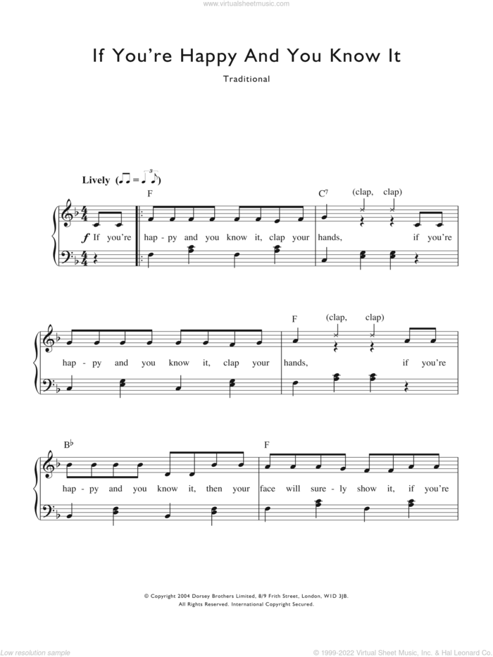 If You're Happy And You Know It sheet music for voice and piano by Alfred B. Smith, intermediate skill level