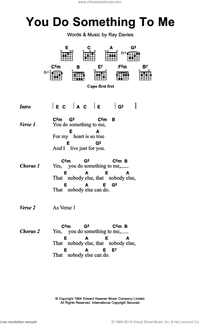 You Do Something To Me sheet music for guitar (chords) by The Kinks and Ray Davies, intermediate skill level