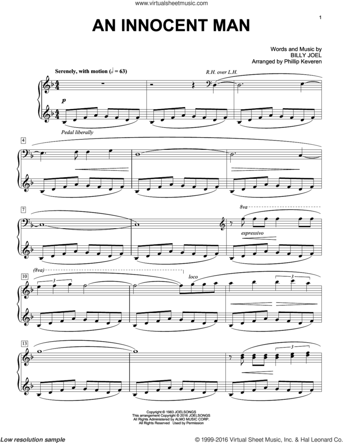 An Innocent Man [Classical version] (arr. Phillip Keveren) sheet music for piano solo by Phillip Keveren, Billy Joel and Billy Joel (Arr. Phillip Keveren), intermediate skill level