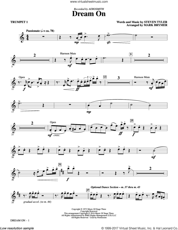 Dream On (arr. Mark Brymer) (complete set of parts) sheet music for orchestra/band by Mark Brymer, Aerosmith and Steven Tyler, intermediate skill level