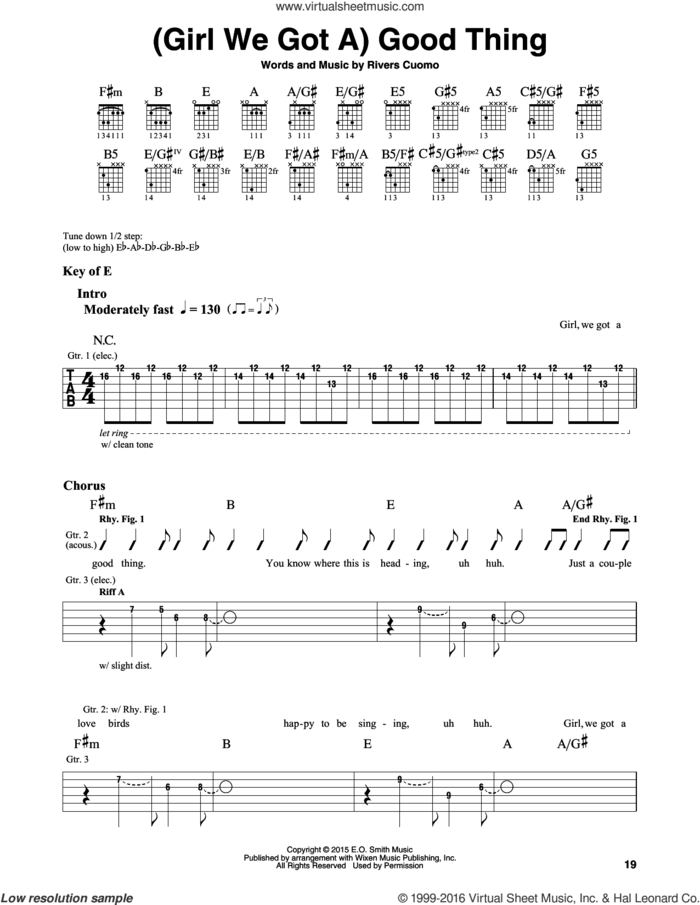 (Girl We Got A) Good Thing sheet music for guitar solo (lead sheet) by Weezer and Rivers Cuomo, intermediate guitar (lead sheet)