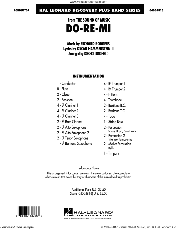 Do-Re-Mi (from The Sound of Music) (COMPLETE) sheet music for concert band by Richard Rodgers, Oscar II Hammerstein and Robert Longfield, intermediate skill level