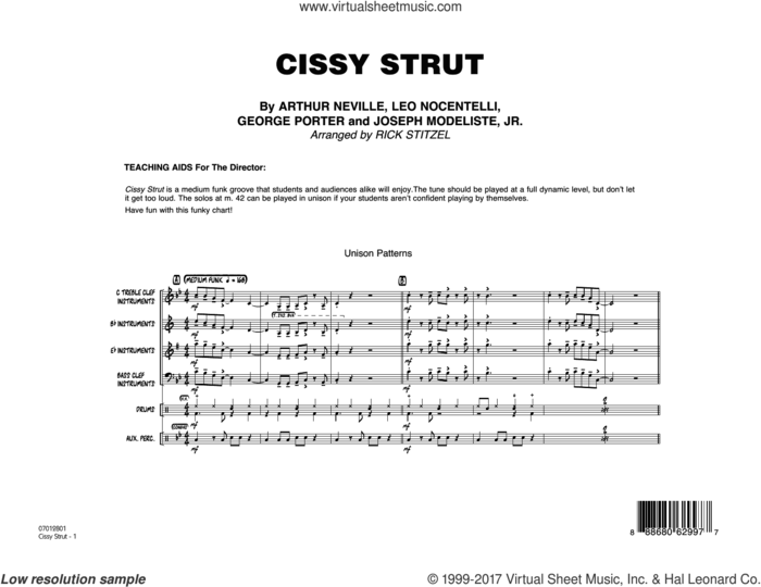 Cissy Strut (COMPLETE) sheet music for jazz band by Rick Stitzel, Arthur Neville, George Porter, Joseph Modeliste, Jr. and Leo Nocentelli, intermediate skill level