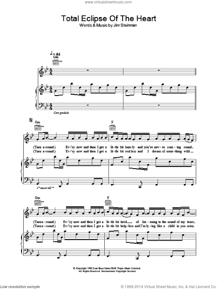Total Eclipse Of The Heart sheet music for voice, piano or guitar by Westlife and Jim Steinman, intermediate skill level