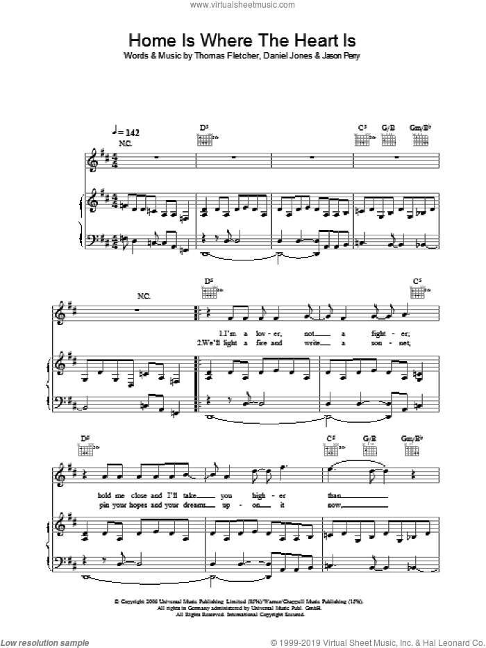 Home Is Where The Heart Is sheet music for voice, piano or guitar by McFly, Danny Jones, Jason Perry and Thomas Fletcher, intermediate skill level
