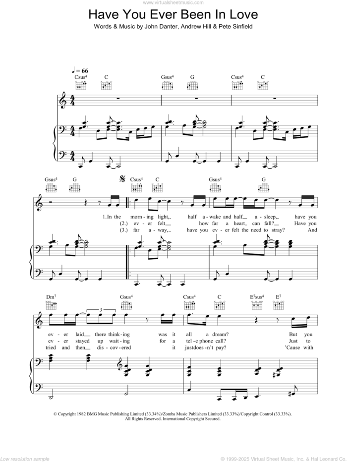 Have You Ever Been In Love sheet music for voice, piano or guitar by Westlife, Andrew Hill, John Danter and Pete Sinfield, intermediate skill level