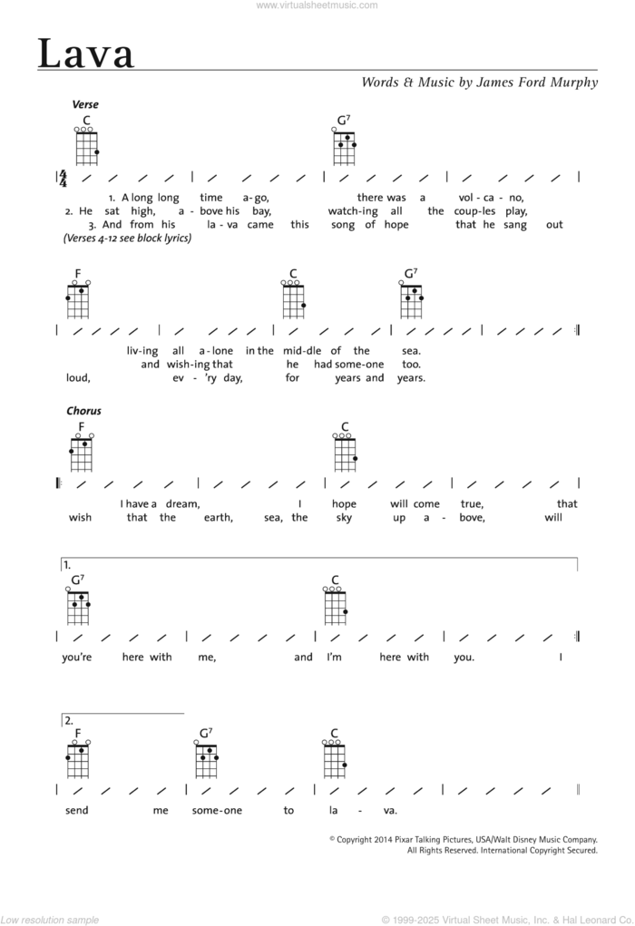 Lava (from Lava) sheet music for ukulele (chords) by James Ford Murphy and Kuana Torres Kahele, intermediate skill level