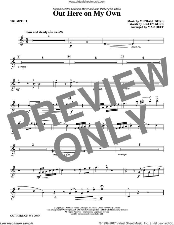 Out Here on My Own (from Fame) (arr. Mac Huff) (complete set of parts) sheet music for orchestra/band by Mac Huff, Lesley Gore and Michael Gore, intermediate skill level