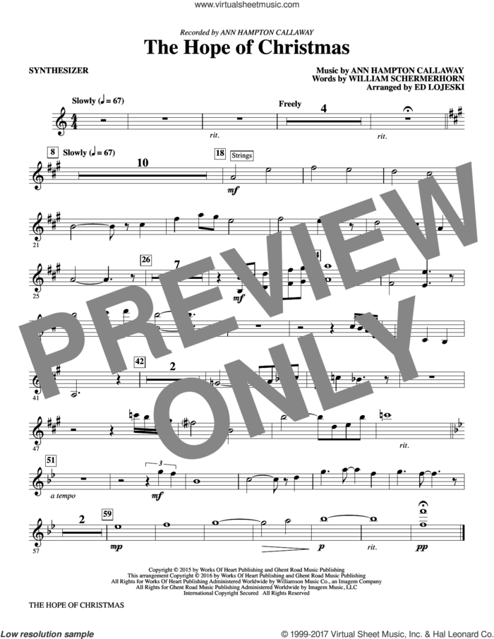 The Hope of Christmas (complete set of parts) sheet music for orchestra/band by Ann Hampton Callaway and William Schermerhorn, intermediate skill level