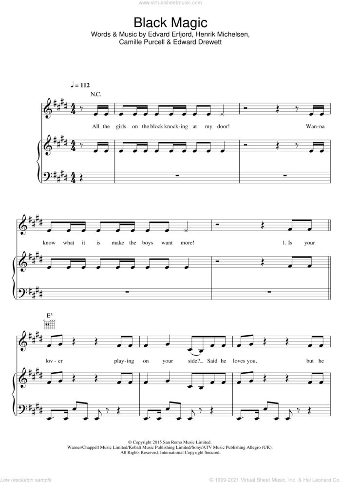 Black Magic sheet music for voice, piano or guitar by Little Mix, intermediate skill level