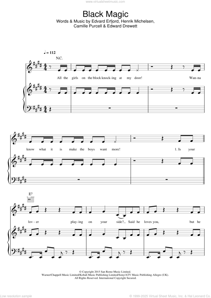 Black Magic sheet music for voice, piano or guitar by Little Mix, intermediate skill level