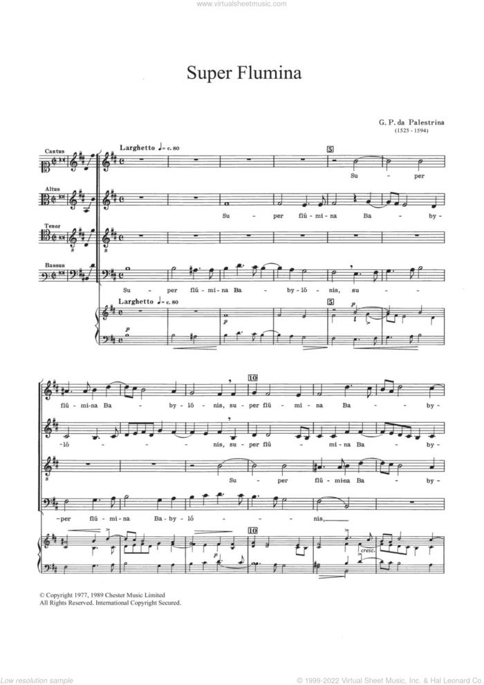 Super Flumina sheet music for choir by Giovanni Palestrina, classical score, intermediate skill level
