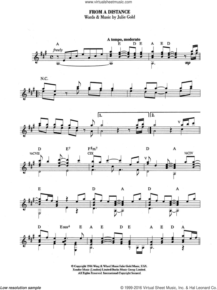 From A Distance sheet music for guitar solo (chords) by Bette Midler and Julie Gold, easy guitar (chords)
