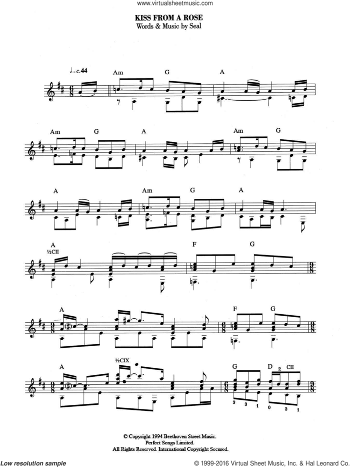 Kiss From A Rose sheet music for guitar solo (chords) by Manuel Seal, easy guitar (chords)