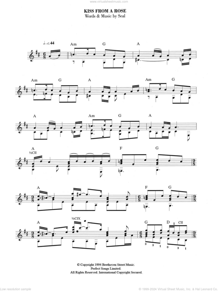 Kiss From A Rose sheet music for guitar solo (chords) by Manuel Seal, easy guitar (chords)