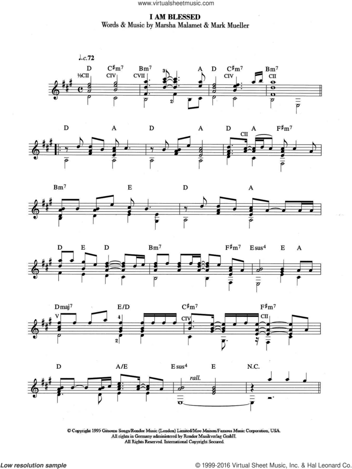 I Am Blessed sheet music for guitar solo (chords) by Eternal, Mark Mueller and Marsha Malamet, easy guitar (chords)
