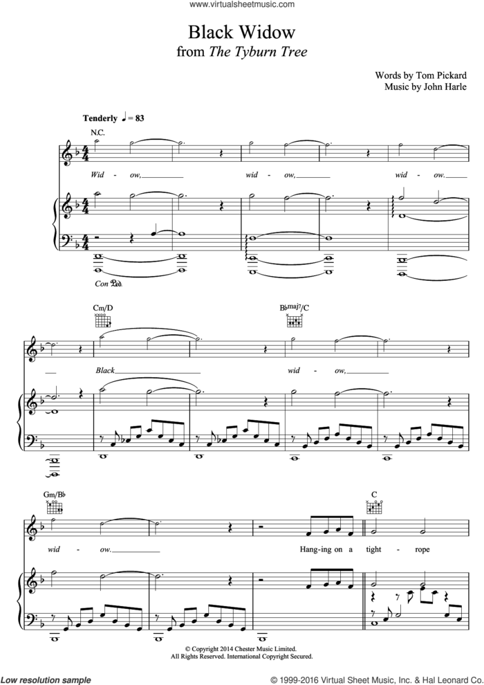 Black Widow sheet music for voice, piano or guitar by John Harle & Marc Almond, John Harle and Tom Pickard, classical score, intermediate skill level