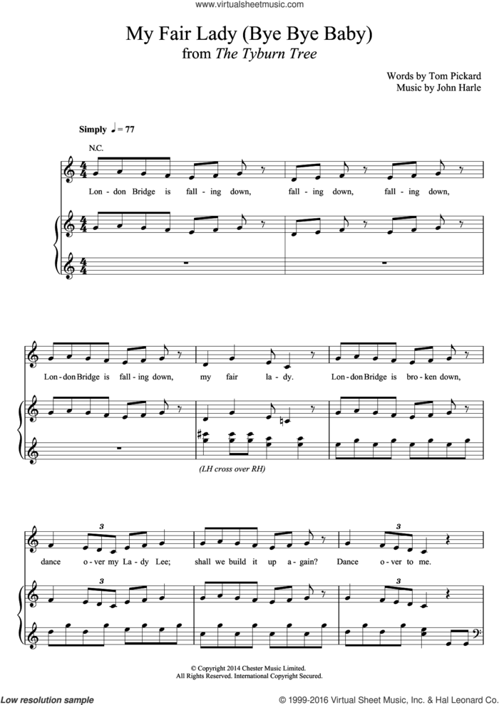 My Fair Lady (Bye Bye Baby) sheet music for voice, piano or guitar by John Harle & Marc Almond, John Harle and Tom Pickard, classical score, intermediate skill level