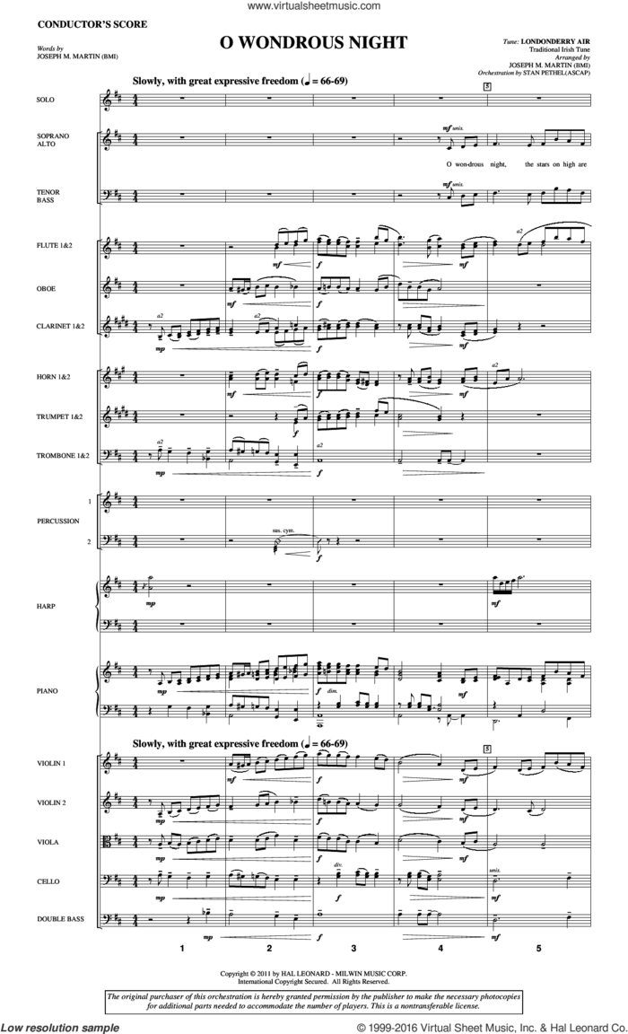 O Wondrous Night sheet music for orchestra/band (full score) by Joseph M. Martin, intermediate skill level