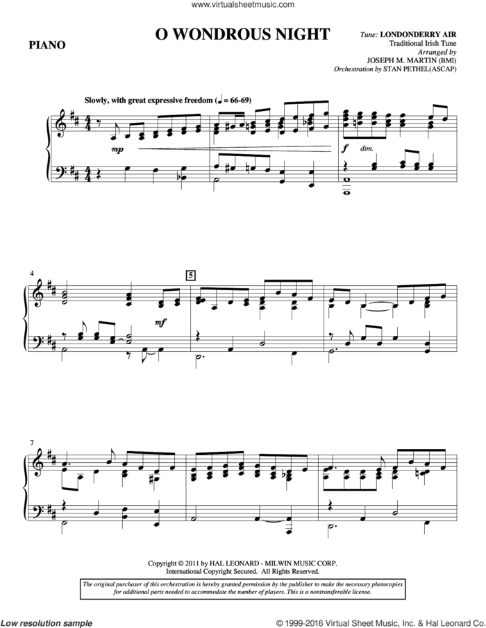 O Wondrous Night sheet music for orchestra/band (piano) by Joseph M. Martin, intermediate skill level