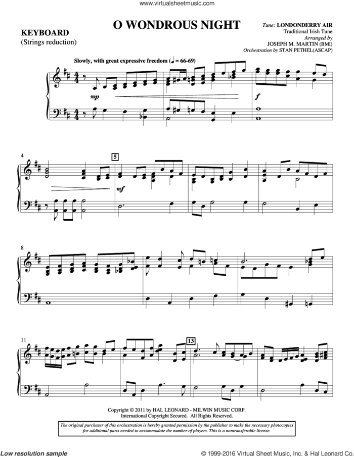 O Wondrous Night sheet music for orchestra/band (keyboard string reduction) by Joseph M. Martin, intermediate skill level