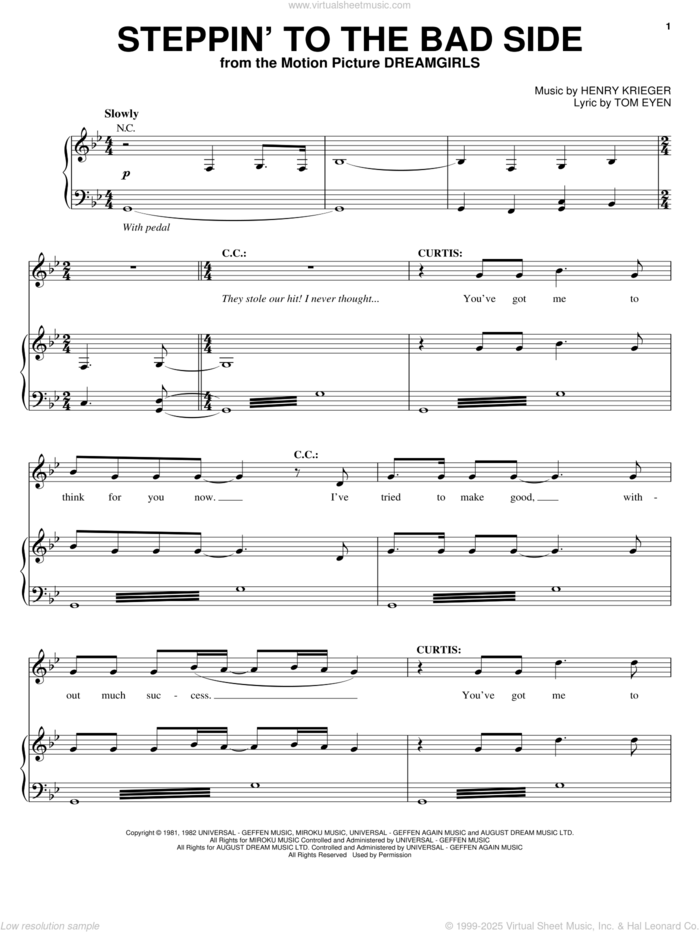 Steppin' To The Bad Side sheet music for voice, piano or guitar by Hinton Battle and Jamie Foxx, Dreamgirls (Movie), Jamie Foxx, Henry Krieger and Tom Eyen, intermediate skill level