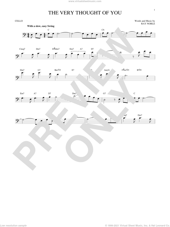 The Very Thought Of You sheet music for cello solo by Ray Noble, intermediate skill level