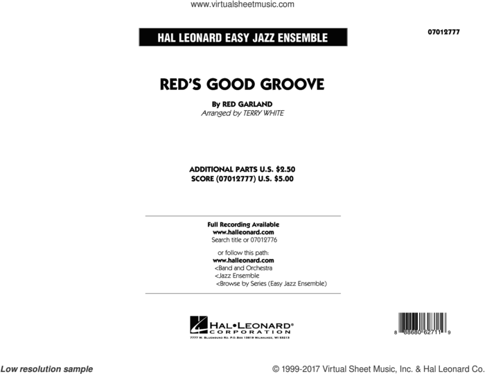 Red's Good Groove (COMPLETE) sheet music for jazz band by Terry White and Red Garland, intermediate skill level