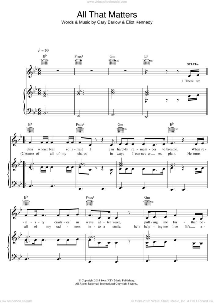 All That Matters (from Finding Neverland) sheet music for voice, piano or guitar by Eliot Kennedy and Gary Barlow, intermediate skill level