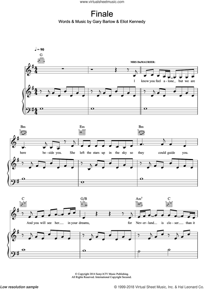 Finale (All That Matters) (from 'Finding Neverland') sheet music for voice, piano or guitar by Eliot Kennedy and Gary Barlow, intermediate skill level